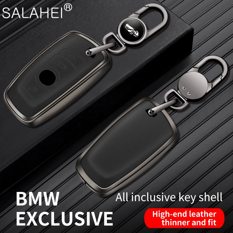 

Alloy Leather Car Remote Key Fob Case Cover Shell For BMW 3 4 5 Series 320i 530i 550i F20 F21 F30 F31 F25 F01 F02 Accessories