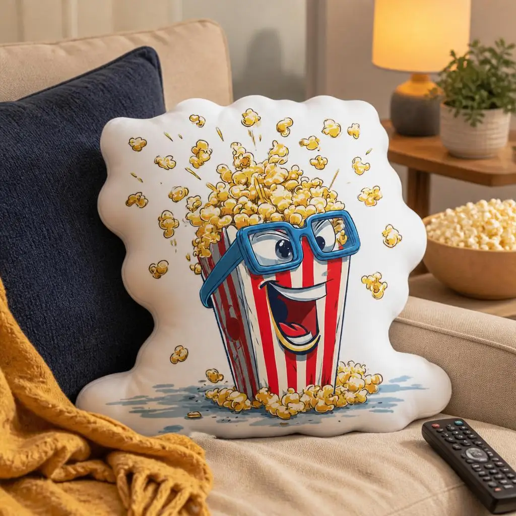 Popcorn Funny Popcorn Box Costume Plush Pillow Cushion Funny Stuffed Throw Pillow Home Decor Gift Sofa Bed Movie Theater
