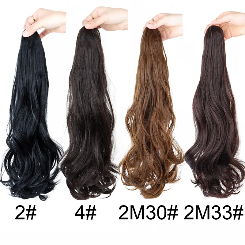 合成ロングカーリーポニーテールヘアエクステンションアクセサリー爪クリップ黒茶色の髪ポニーテールウィッグ女性用
