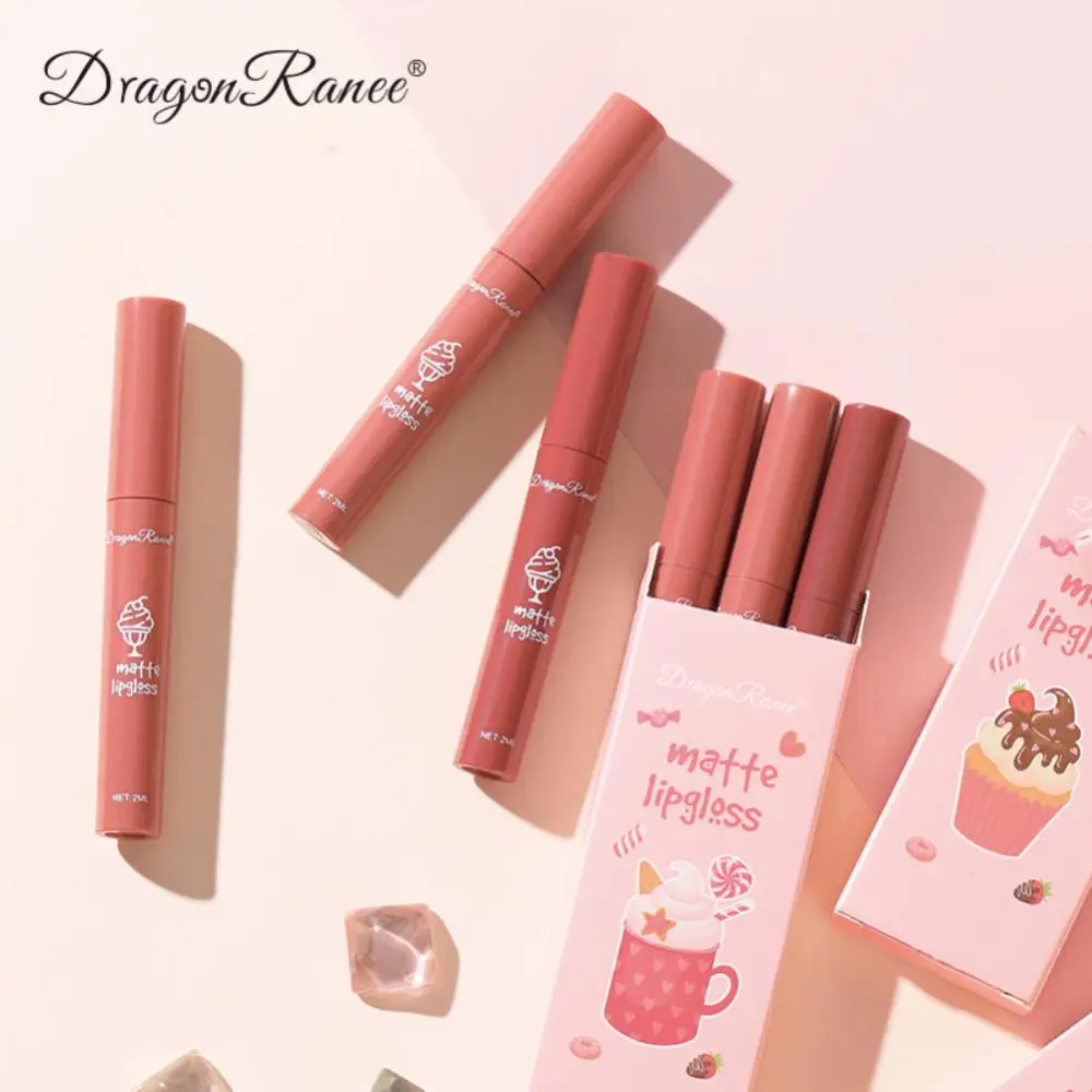 Lip Tint Non-stick Cup Set Velvet Matte Lipstick Cosmetics Ice Cream Lip Gloss Moisturizing Lip Glaze Lips Makeup Waterproof