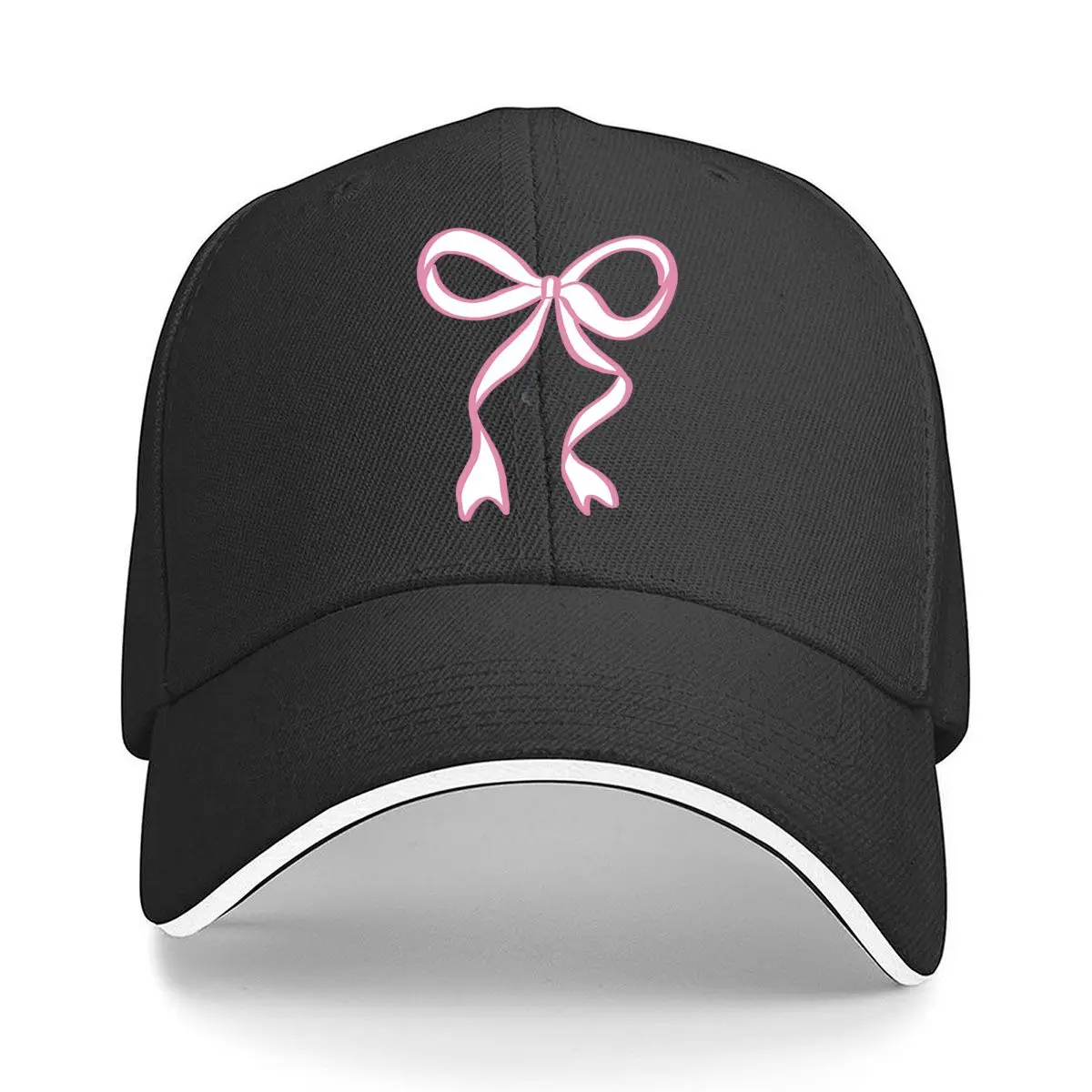 Pink Bow Outline Ribbon Pattern Sandwich Baseball Cap Outdoor Workouts Sun Hat