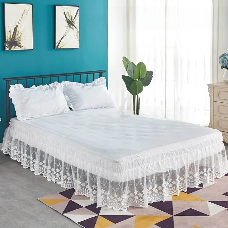 American Style Bed Skirt Lace Hem Elastic Bottom Single Piece Cover for Cooling Mat Versatile All Seasons Bedding Accessories