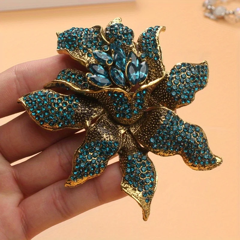 Vintage Orchid Rhinestone Brooch Women High-end Luxury Jewelry Niche Design Exquisite Corsage Accessories Lady Party Banquet Pin