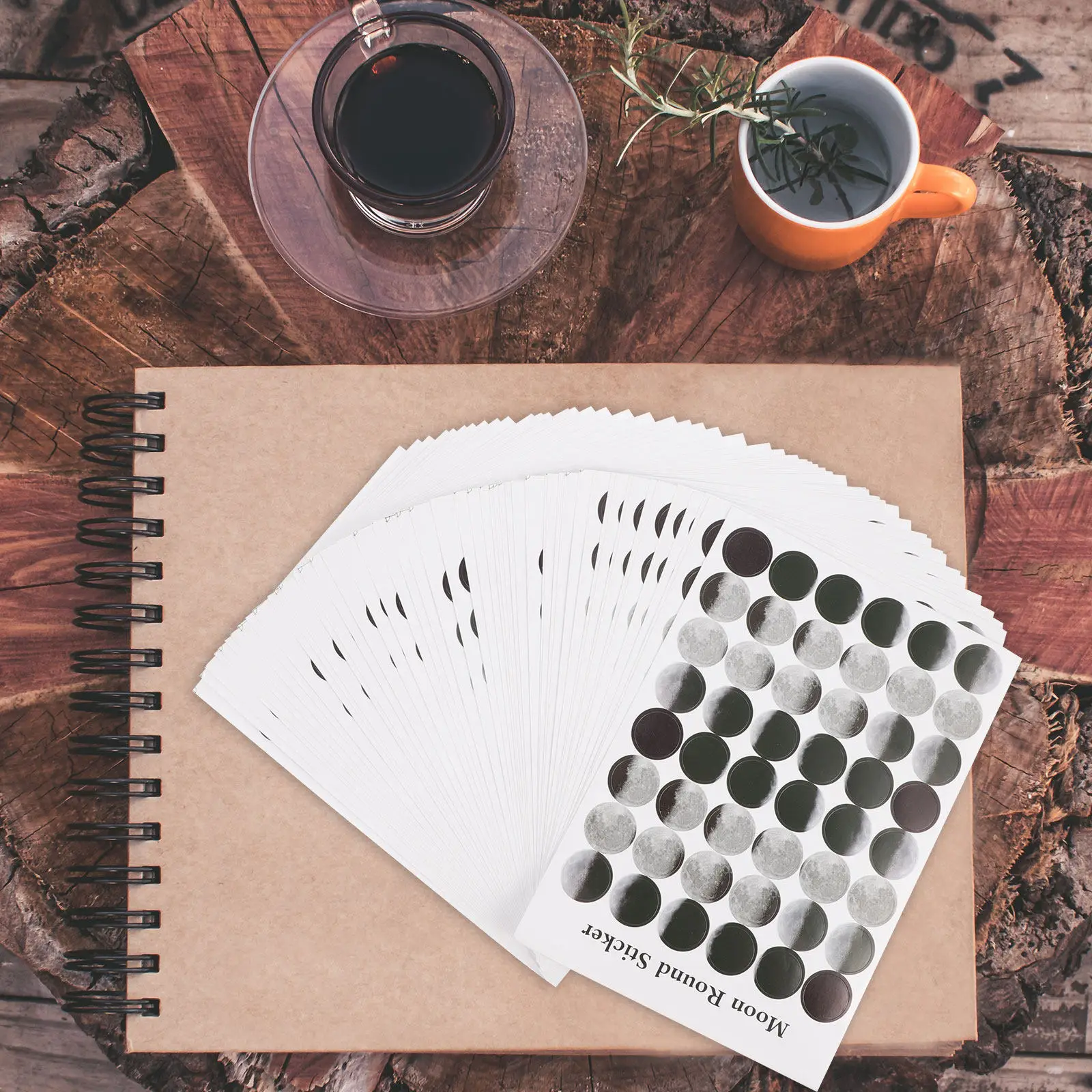 

50 листов наклеек с лунным дизайном для скрапбукинга, ведения дневников, запечатывания подарков, конвертов, этикеток для товаров, домашней продукции, с дизайном фаз луны