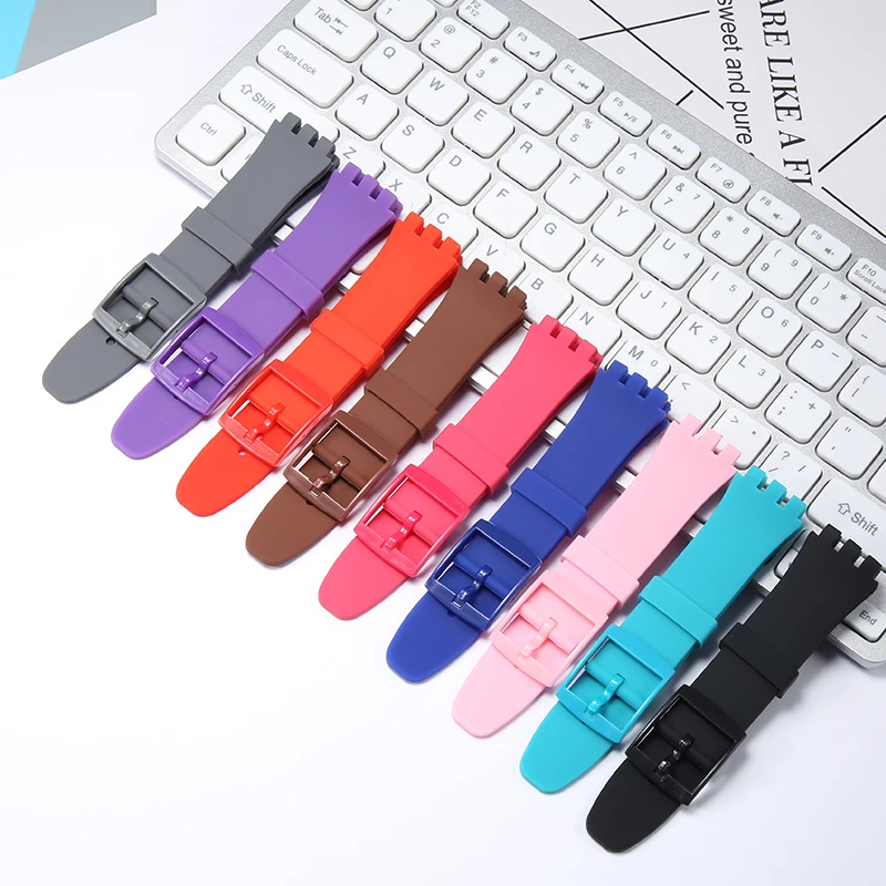 17  19  20mm Suitable For SWATCH Women And Children To Replace Resin Straps, Outdoor Sports Waterproof Multi-Color Bracelet