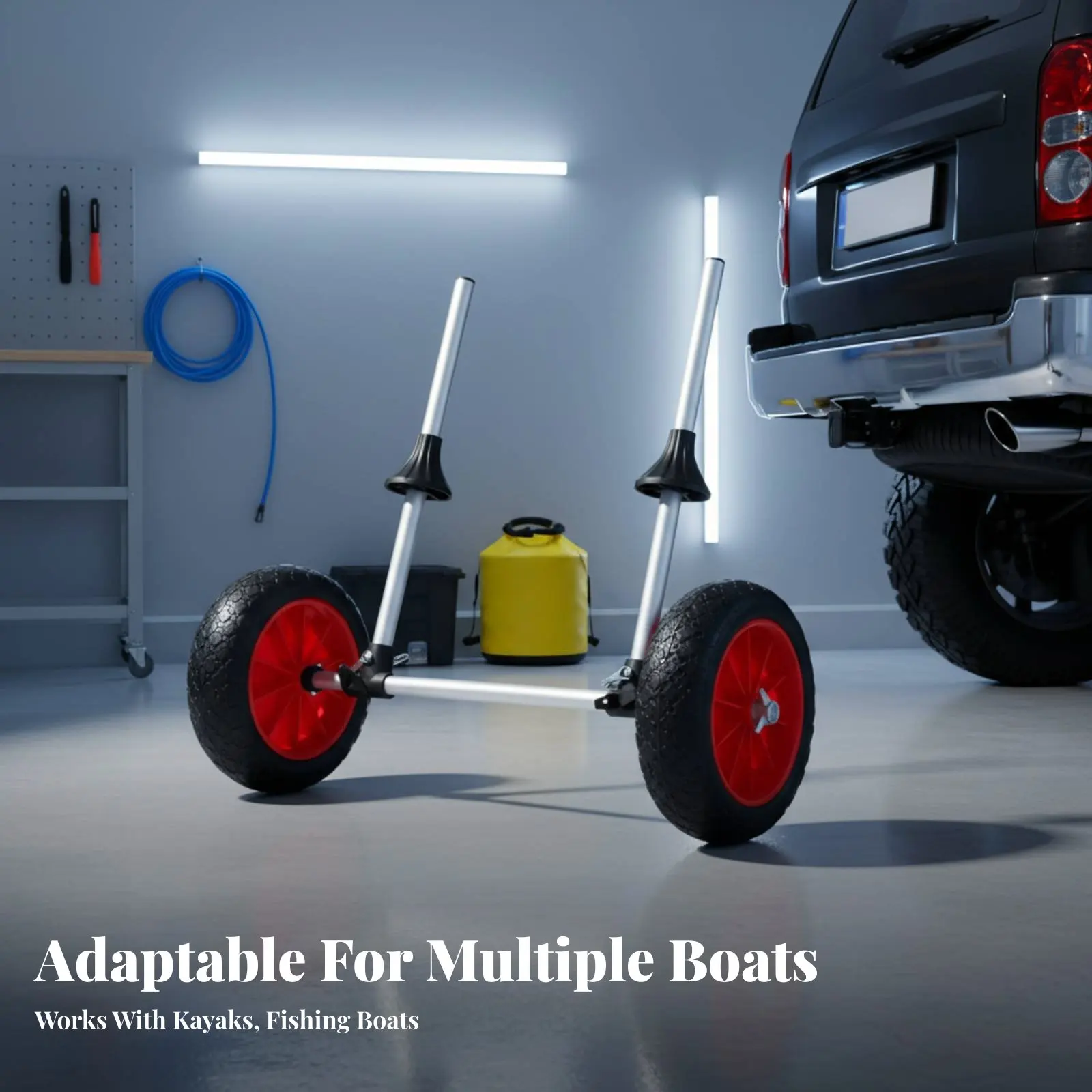 Kayak Scupper Cart Sturdy Duty Aluminum Frame Scupper Hole Kayak Cart Wheeled Watercraft Hauler Adjustable Width Watercraft - view 5