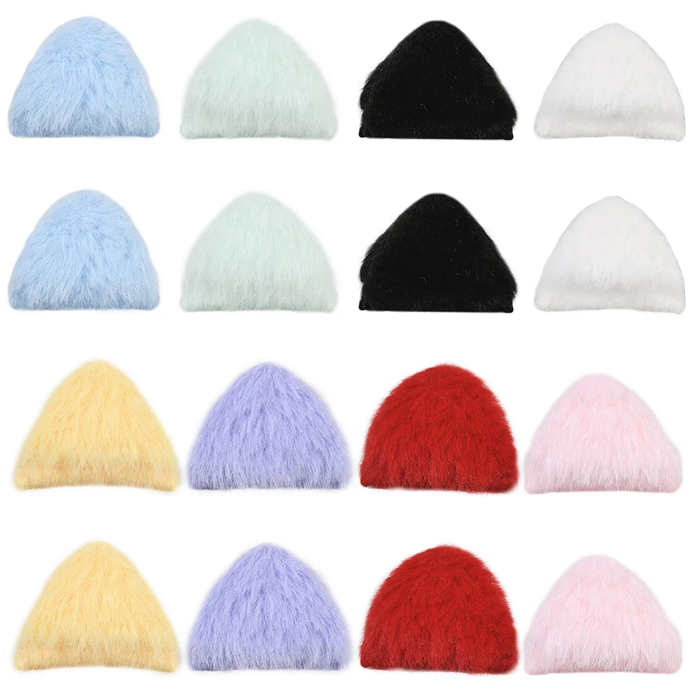 48 Stück 8 Farben Plüsch-Stoff-Katzenohren DIY Nähzubehör Gemischte Farben 30x34x6,5mm 6 Stück/Farbe