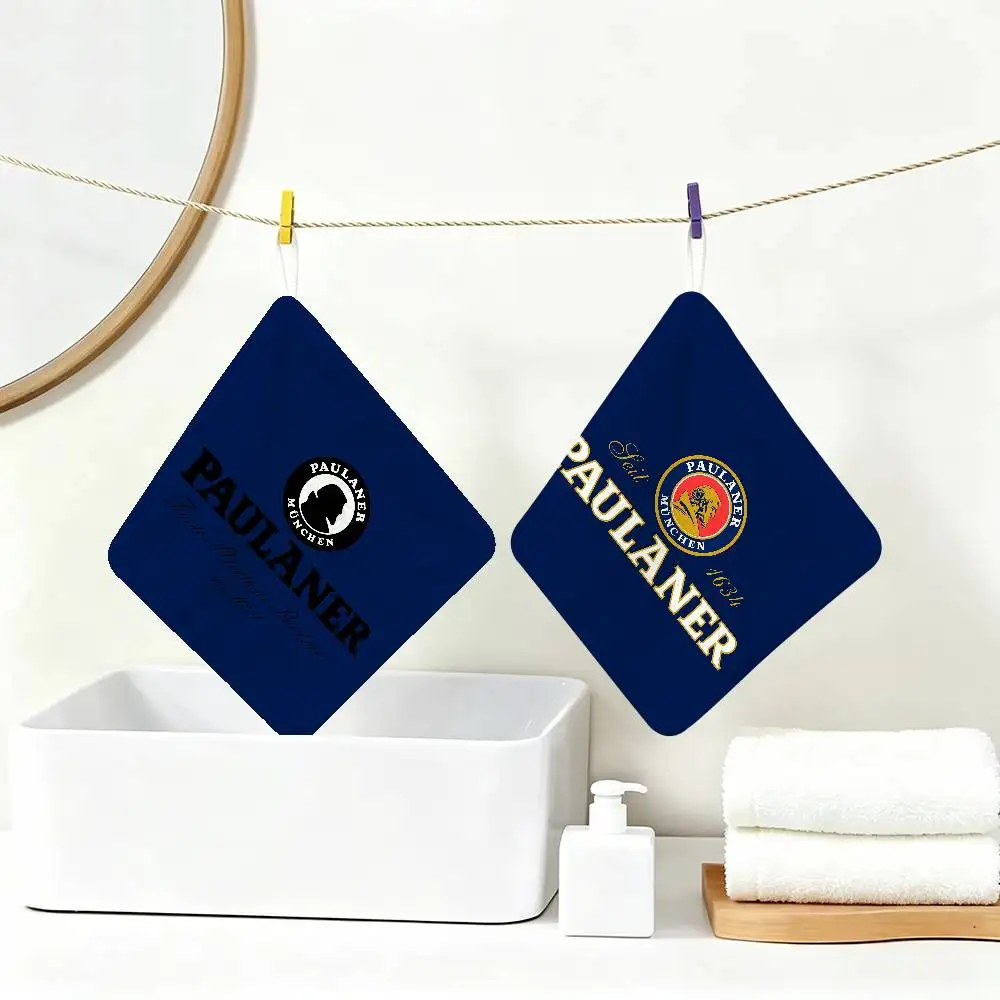 Paulaner Logo Soft Polyester Cotton Towel, Hanging Kitchen Style Hand Wiping Cloth for Restaurant Home