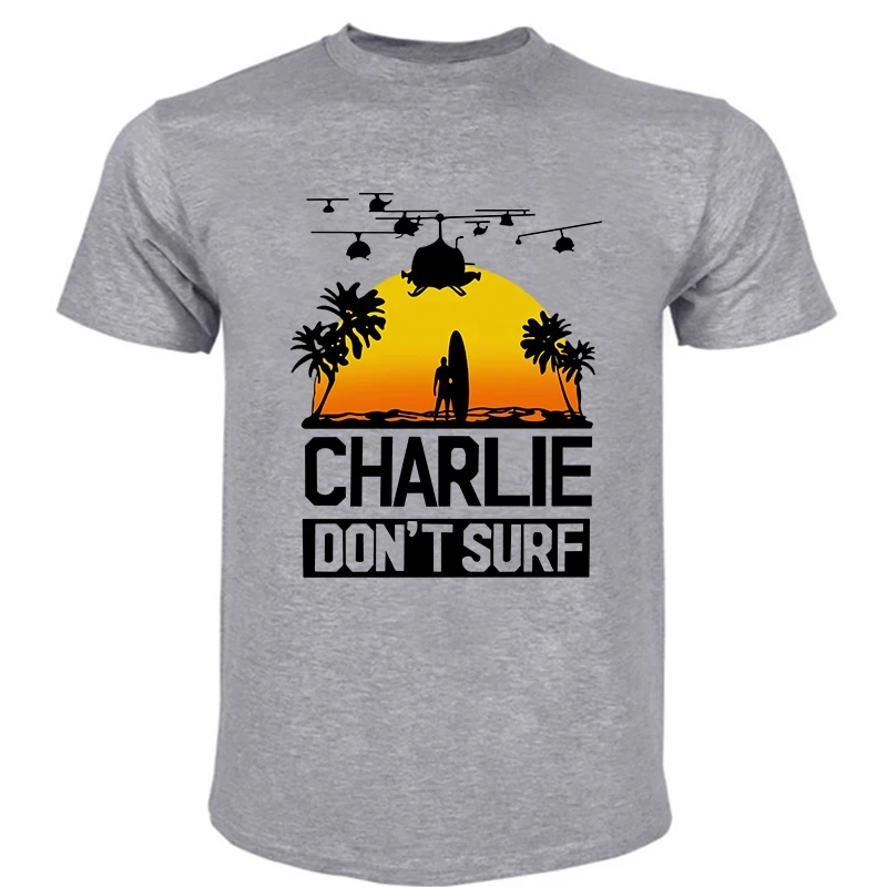 Charlie Dont Surf tshirt man Apocalypse Now Film Movie men t-shirt Fashion cotton tee-shirt Casual Streetwear Men\'s Clothing