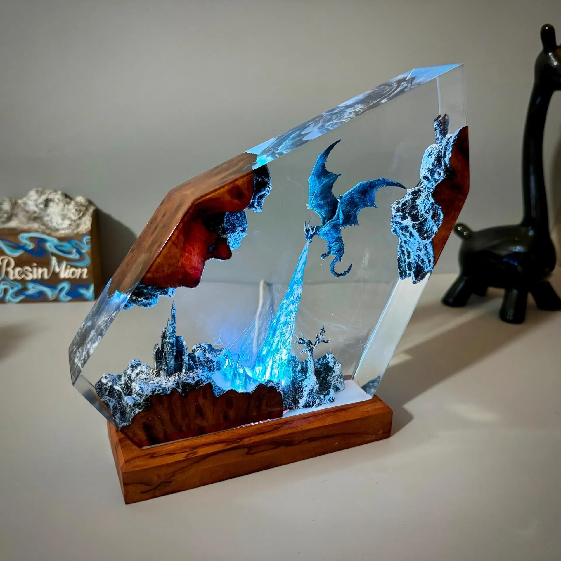 2026 Dragon Shape Resin Epoxy Art Statue Ambient Night Light Creative Halloween Home Decor Festival Gift