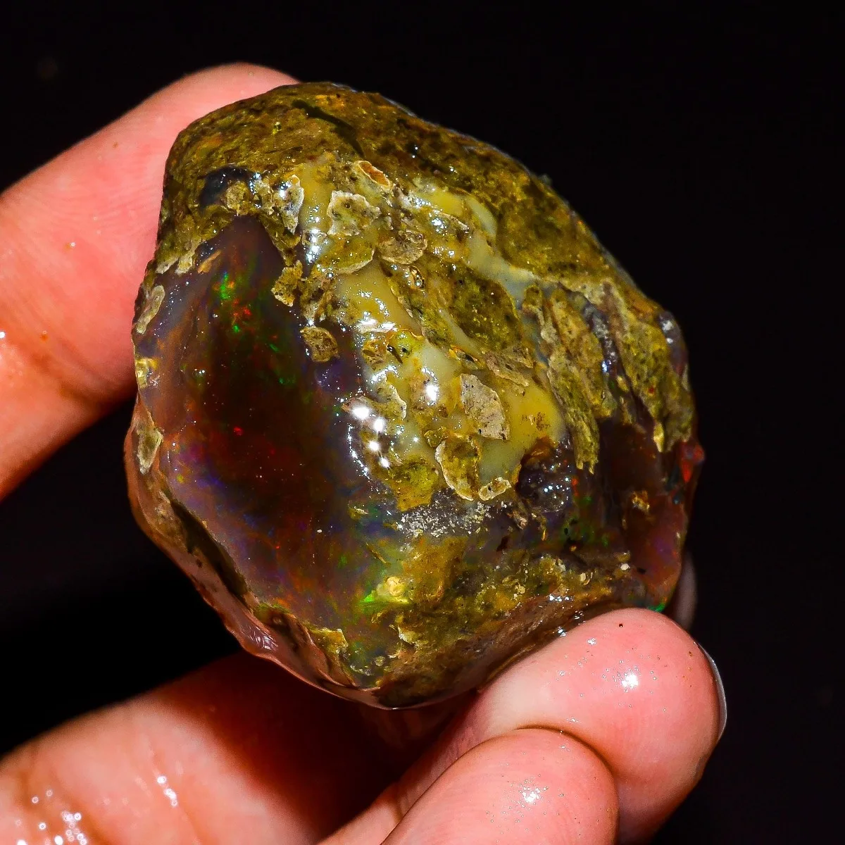 AAA+ Natural Ethiopian Opal Rough 25-80CT Welo Fire Opal Loose Gemstone Pendant Making Randomly Selected One view 2