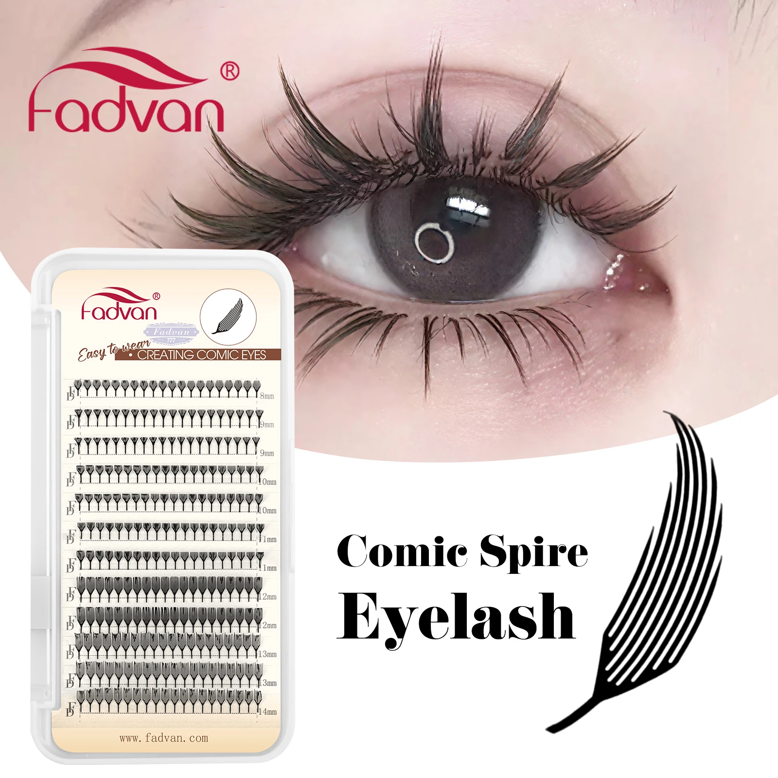 FADVAN Comic Eyelashes Anime Spire Eyelash Natural Premade Fans