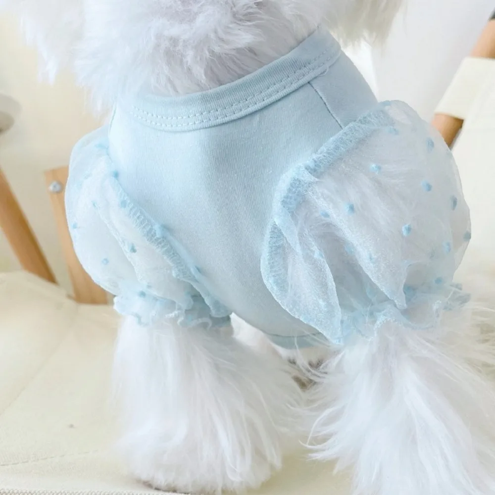 Pet Mesh Bubble Sleeve Basecoat Pet Clothing Dog T-shirt Little Dog Teddy Yorkshire Maltese Dog T-shirt Autumn/Winter Dog Vest