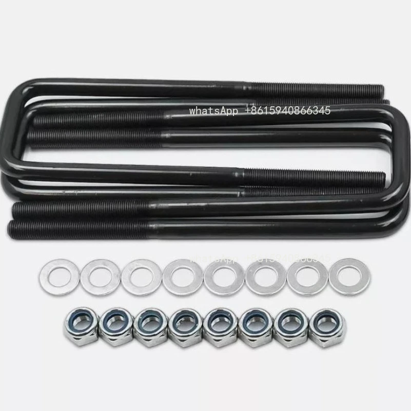 FOR Car Retrofit Spring Shaft Black 4-Pack 10/12 Square U-Bolts