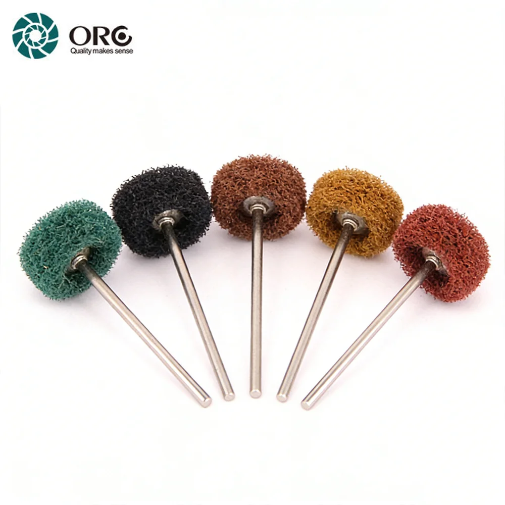 ORO 22mm Mini Nylon Fiber Buffing Wheel 2.35mm Rotary Tool Bit for Deburring Cleaning Jewelry Metal Polishing