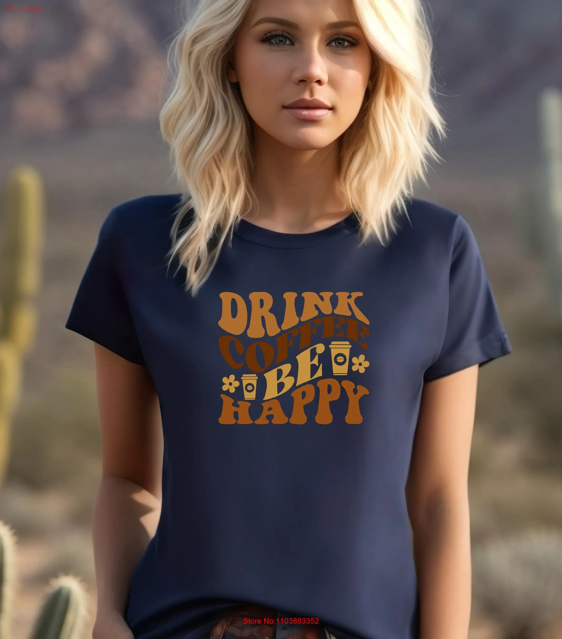 Drink Coffee Be Happy T Shirt Love Life lengan panjang atau pendek