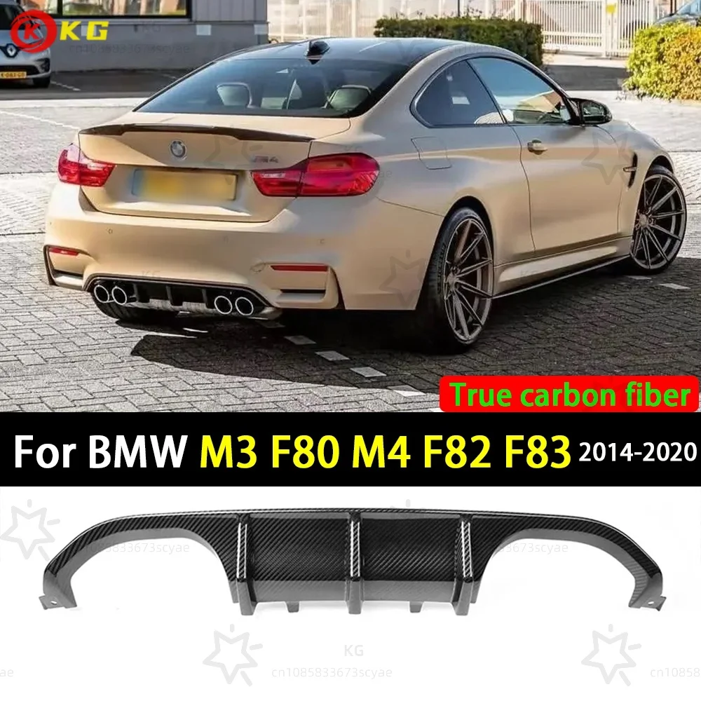 Real Carbon Fiber Rear Diffuser Bumper Lip Spoiler For BMW 3 4 Serises F80 M3 F82 F83 M4 2014-2020 MP Style blackRear Diffuser