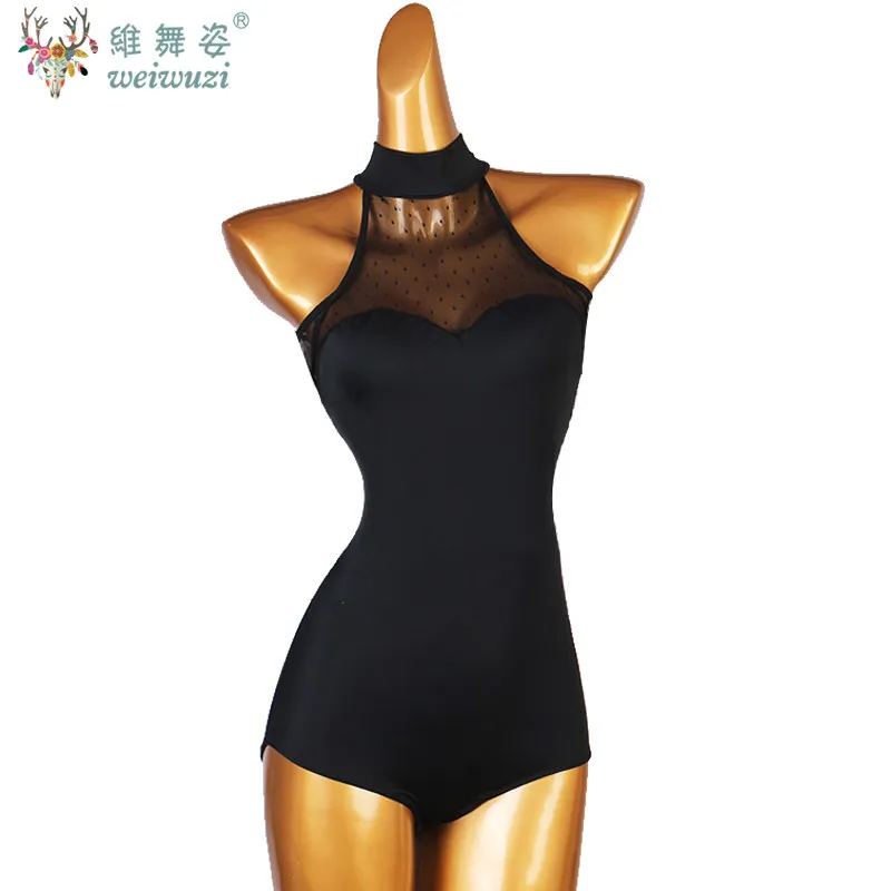 

Backless Dancewear Latin Dance Mesh Top Sleeveless Bodysuit Ballroom Dancing Leotard Training Practice Wear Samba Cha Cha Tango