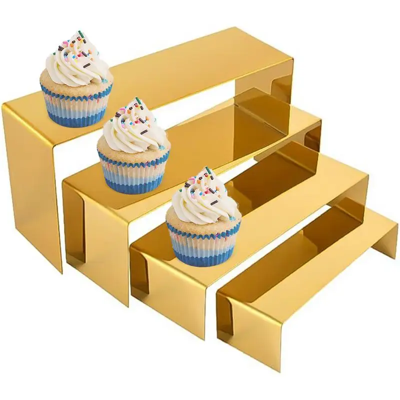 Risers Display Stands Display Risers Gold Display Stand 4PCS Figurine Display Shelf Stainless Steel Display Riser Counter-top