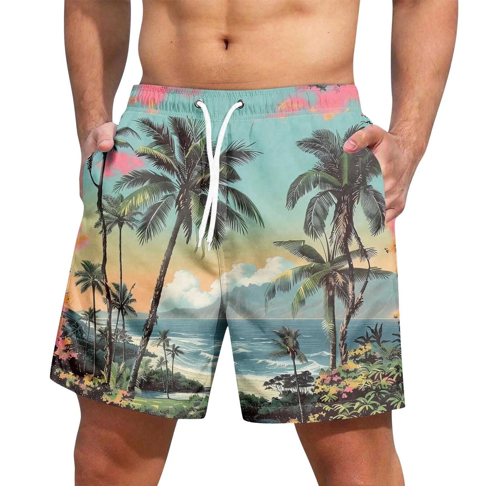 Pantaloncini da surf con stampa hawaiana Pantaloncini da bagno moda uomo Tronco Pantaloni sportivi Slip da uomo Costume da bagno Beach Short Boy