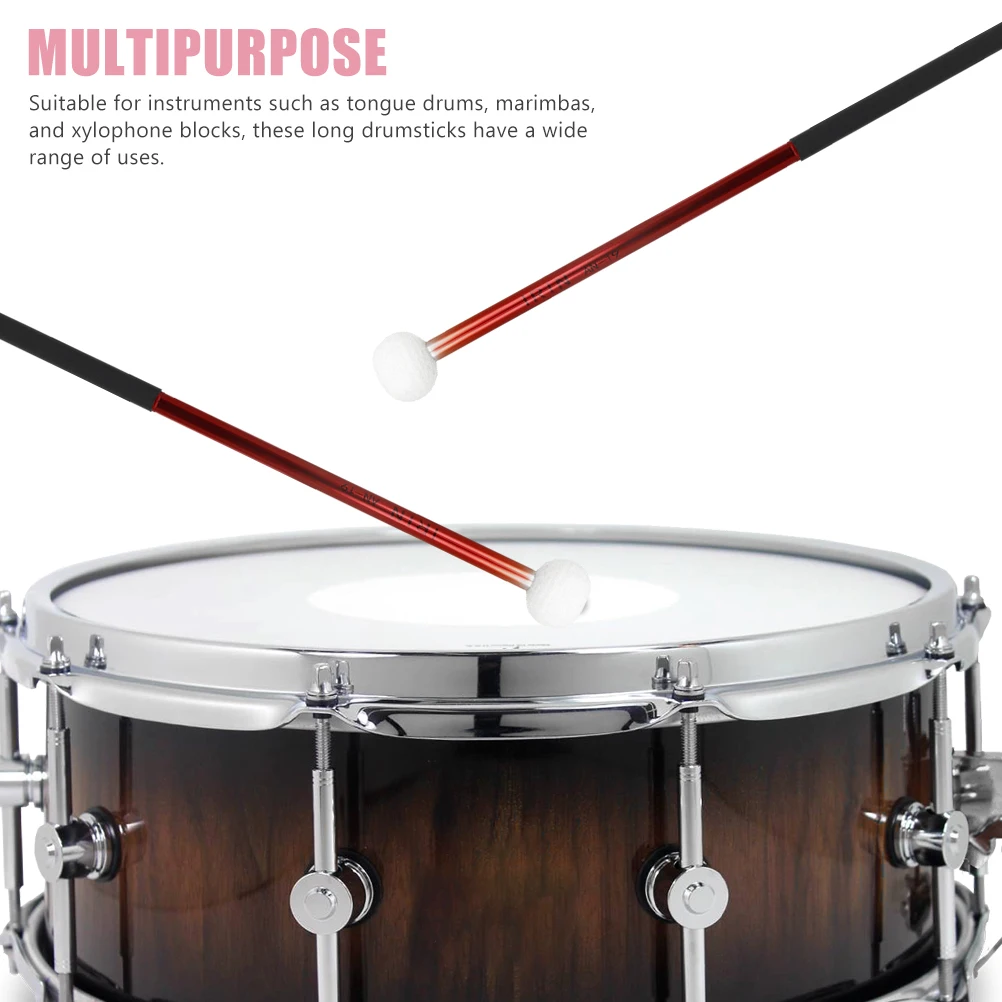 

2Pcs Aluminum Bass Drum Mallets Felt Head Drumsticks Durable Percussion Accessories for Marching and Large Drums Performance