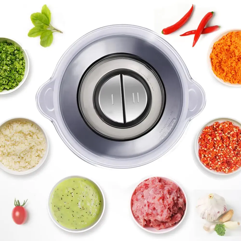 Brand new 2 speed 250W stainless steel 2L capacity electric chopper meat grinder meat grinder food processor slicer