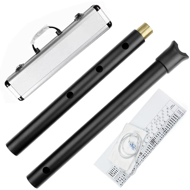 Japanese Flute shakuhachi 5 holes D key Metal Flute Never Crack Silver Or Black Flute Metal Instrument