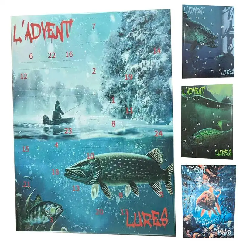 2024 Christmas Fishing Advent Calendar Countdown Fishing Lure Calendar 24 Days Fishing Lures Set Tackle Box Creative Xmas Gifts