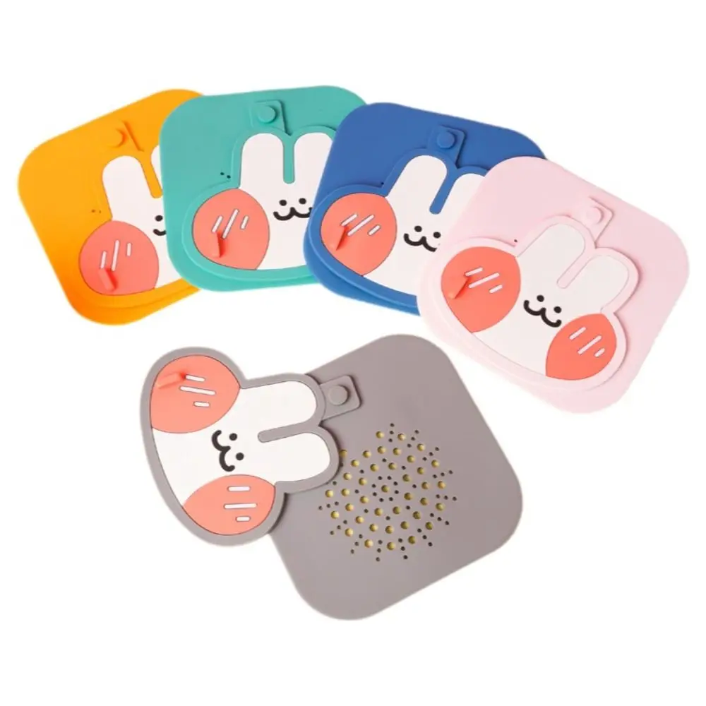 Cartoon Rabbit Silicone Shower Drain Cover Insect-proof Rotatable Drain Hair Catcher Reusable Anti-Odor Bathtub Drain Stopper