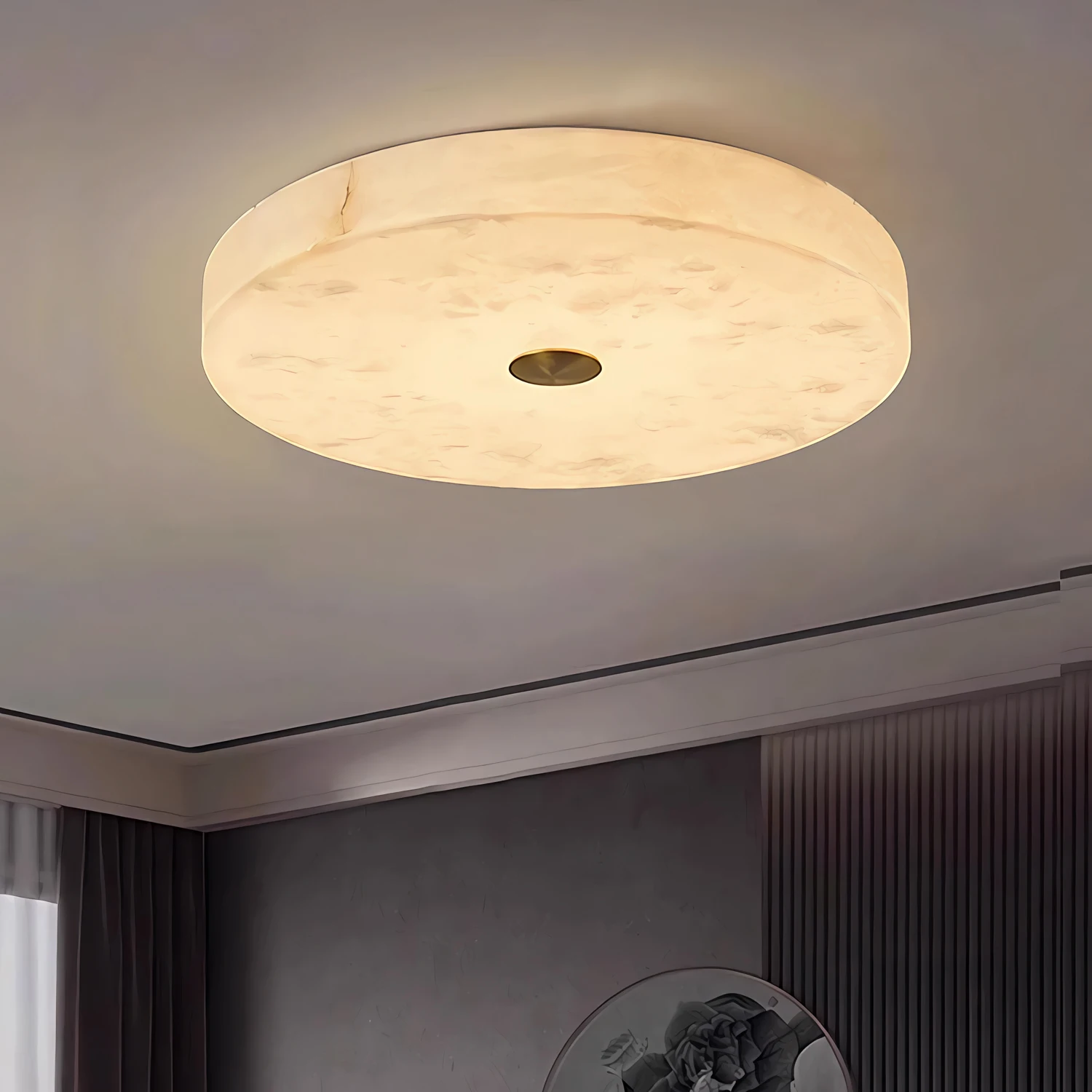 

Modern LED Round Natural Marble Alabaster Ceiling Lamp Living Room Bedroom Corridor Ultra-thin All-copper Wall Lamp Indoor Decor