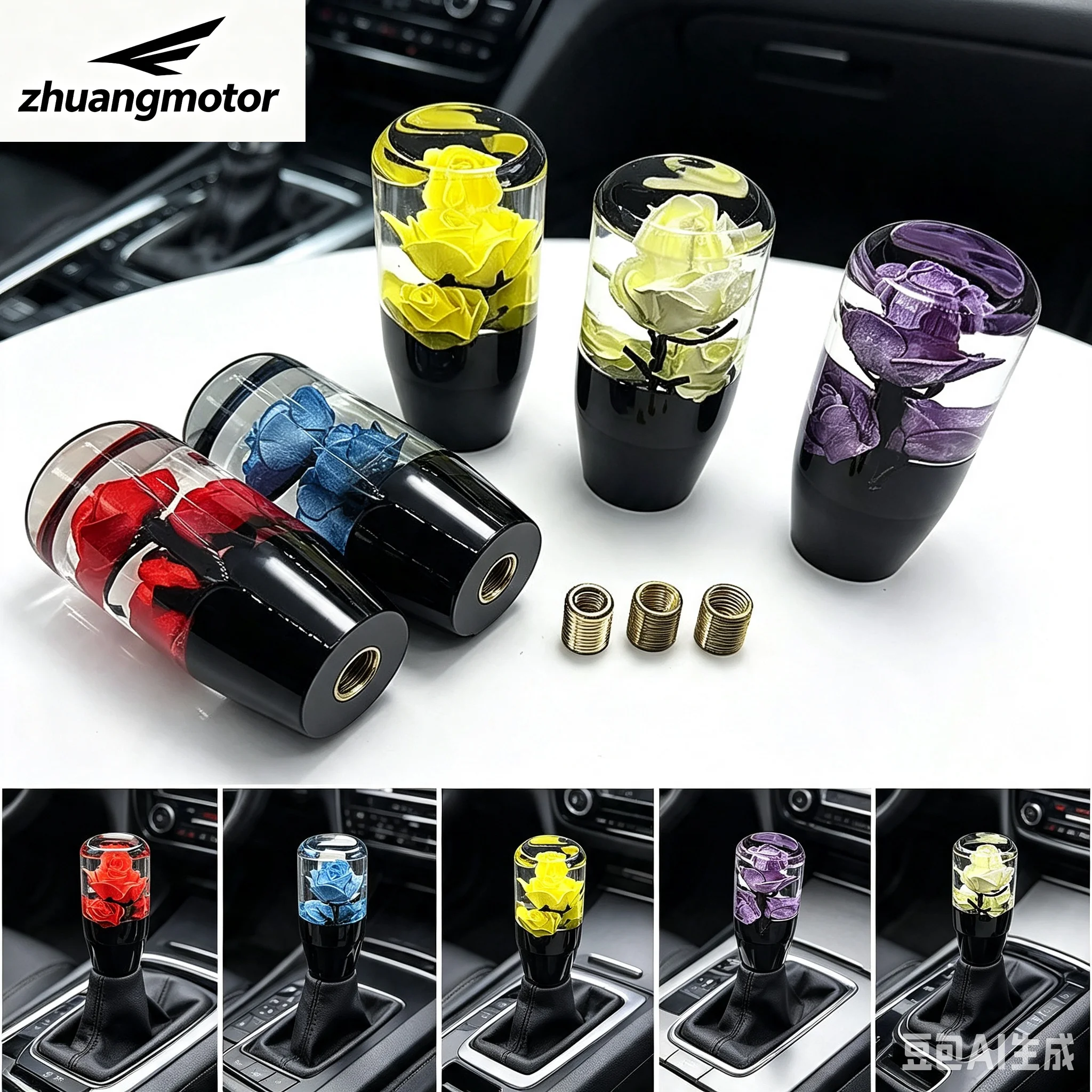 Universal Car Triangle Aluminum Manual Leather Shifter Red Stitch Gear Shift Knob Fit For Honda Toyota Nissan Mitsubishi Ford
