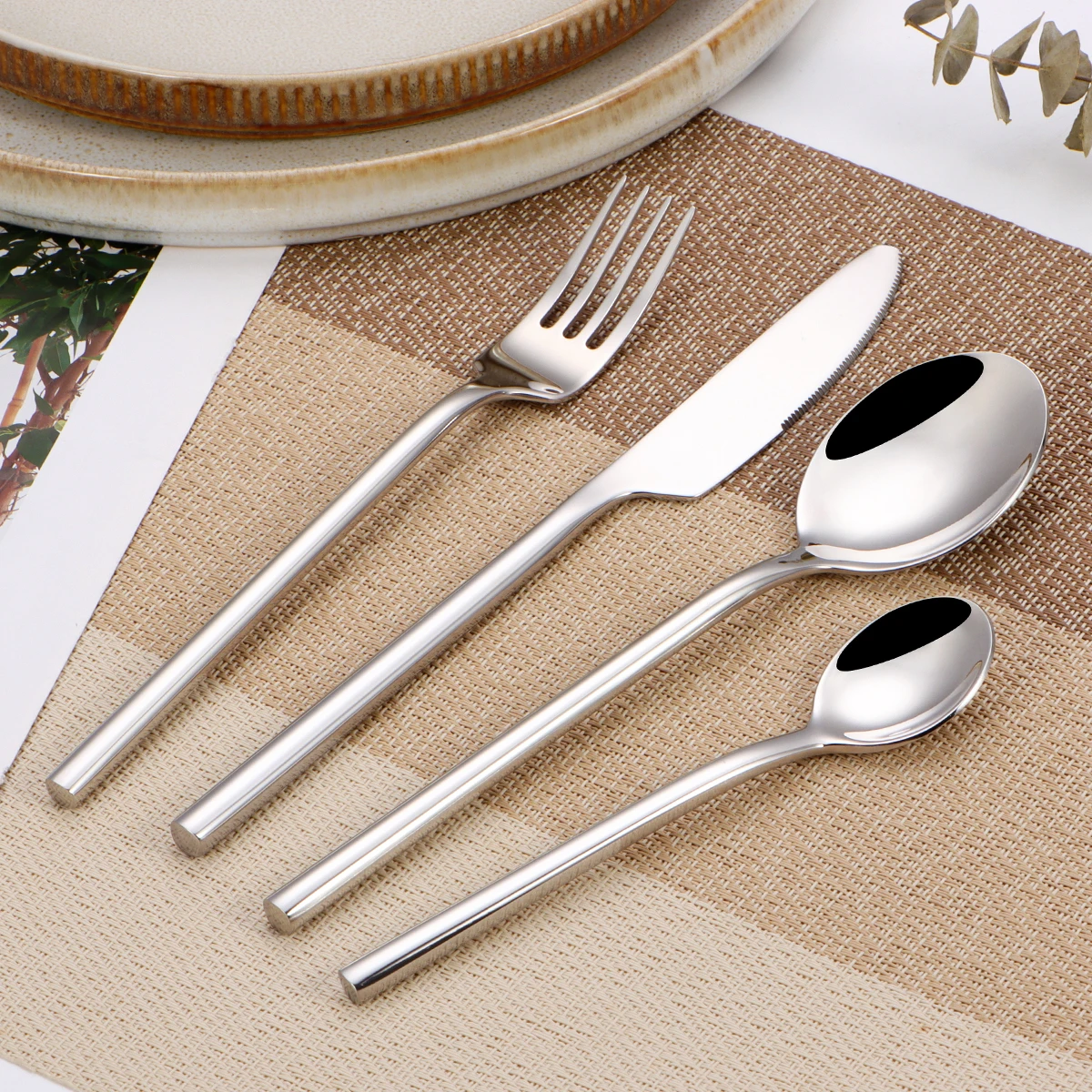 4/6/16/20/24Pcs Sliver Cutlery Set Stainless Steel 304 Tableware Elegant Dinner Set Western Knife Fork Spoon Mirror Flatware