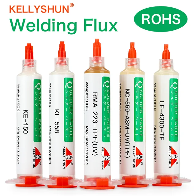 Flux 100% Oryginalny KELLYSHUN Pasta lutownicza do PCB 10ml w tubce igłowej, pasta lutownicza bez czyszczenia NC 559 558 652