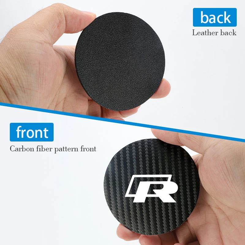 2Pcs Leather Coaster Anti-noise Water Cup Pad Cushion For Volkswagen R Touran Scirocco Passat Amarok T5 Phaeton Teramont Magotan