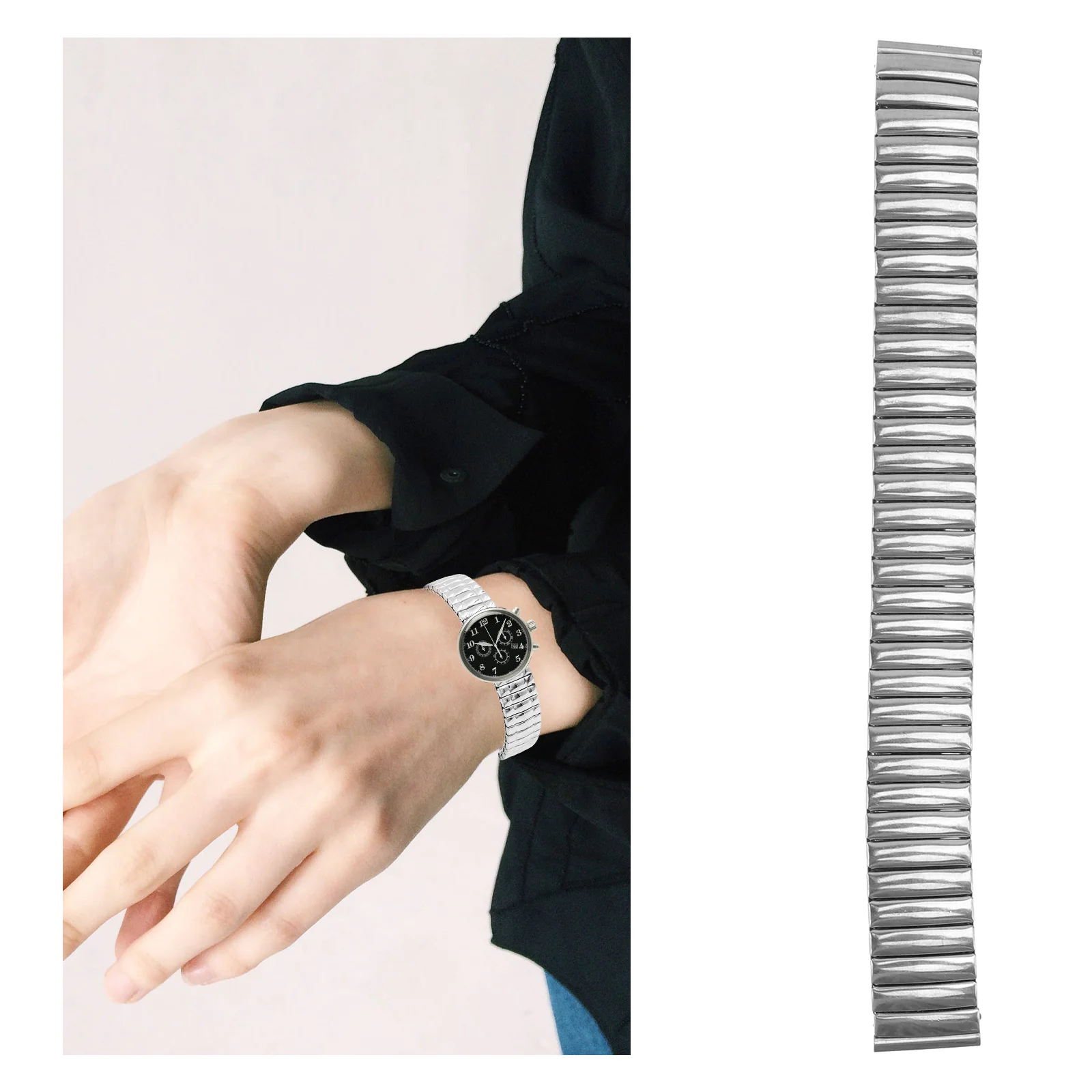 

Comfortable Watch Strap Men Delicate Elastic Stainless Steel Elder Men's Watches