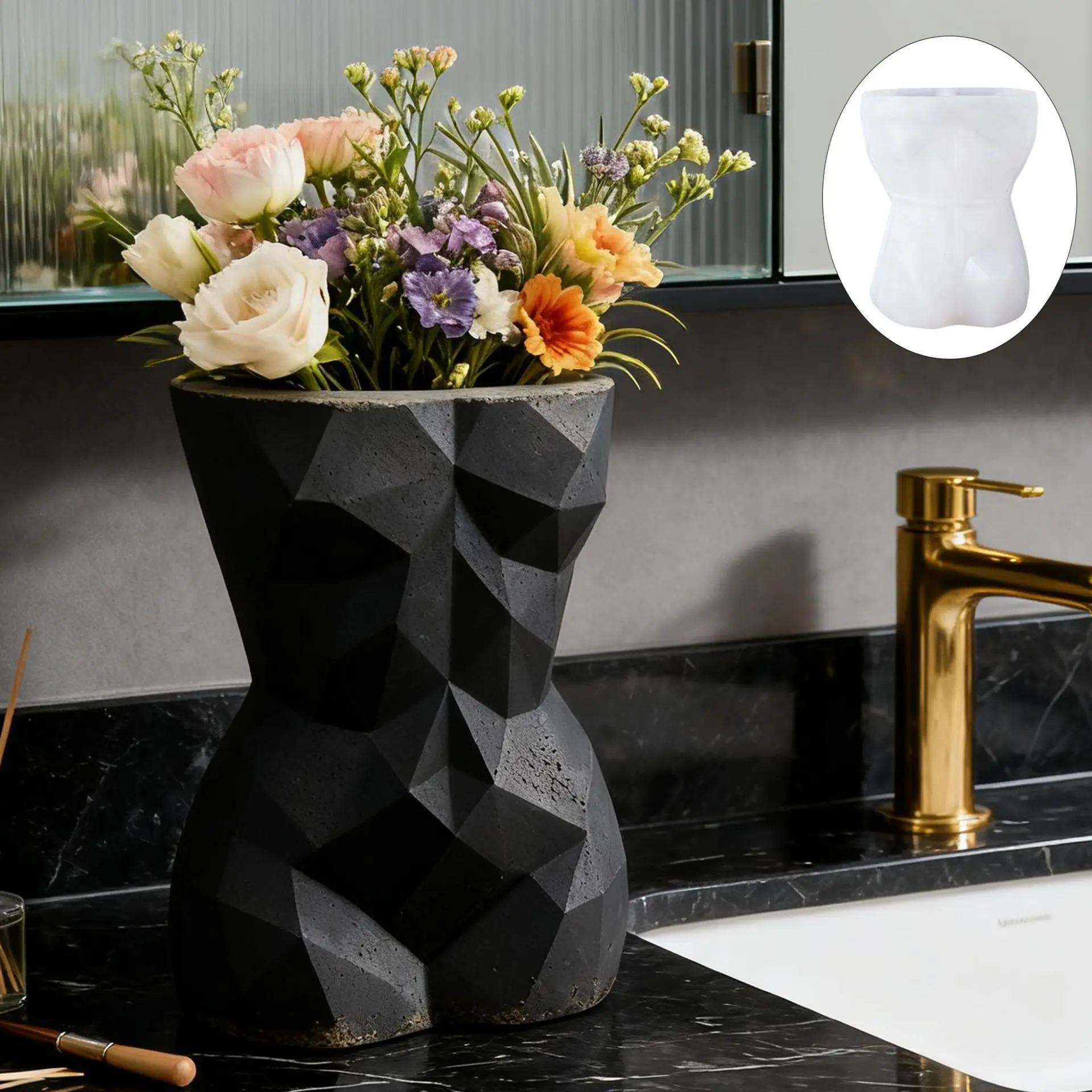 

3D геометрический женский цветочный горшок, силиконовая форма, сексуальный человеческий торс, кашпо, бетонная цементная форма, сделай сам, эпоксидная смола, сосуд для свечей