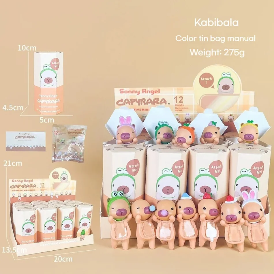 Cartoon Blind Box Capybara Series Hippers Harvest Kawaii Hippie Doll Trendy Car Mobile Phone Ornaments Dumplings Kids Toy Gift