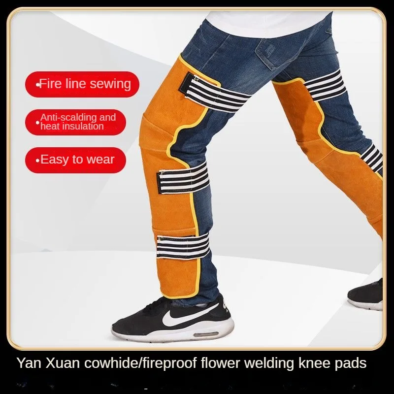 Cowhide Welding Protectors Anti-fire Thermal Insulation Flame Retardant Welder Leg Protection Foot Safety Shields Cowskin Covers