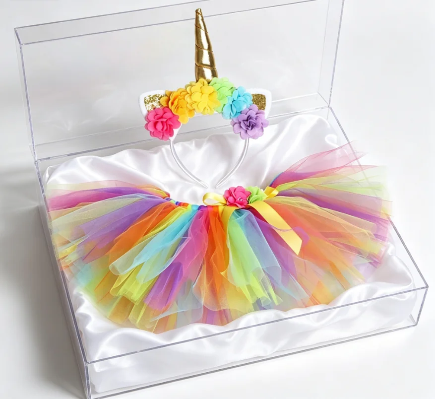 Rainbow Unicorn Tutu Skirt Costume for Fluffy Flowers Girls Halloween Birthday Party Dress Toddler Kids Up Mini Tulle Skirts