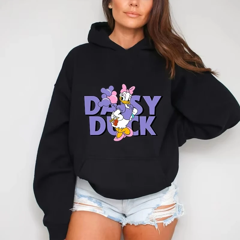 

MINISO no lanyard cute Disney Daisy casual sweater autumn loose top personality print hoodie