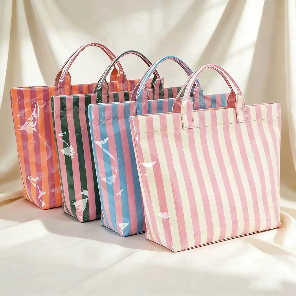 

Waterproof Striped Beach Tote Bag Women Large Capacity Handbag Summer Travel Pool Swim Shoulder Bag