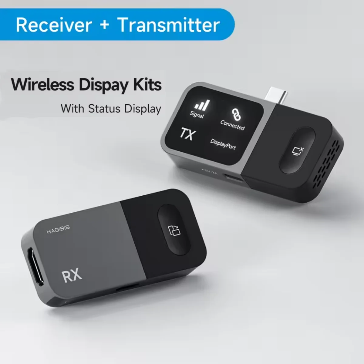 Wireless HDMI Transmitter 5G Type-C Video Extender Status Display GA10, HDMI Video Extender Mirroring Dongle for Phone, Tablet