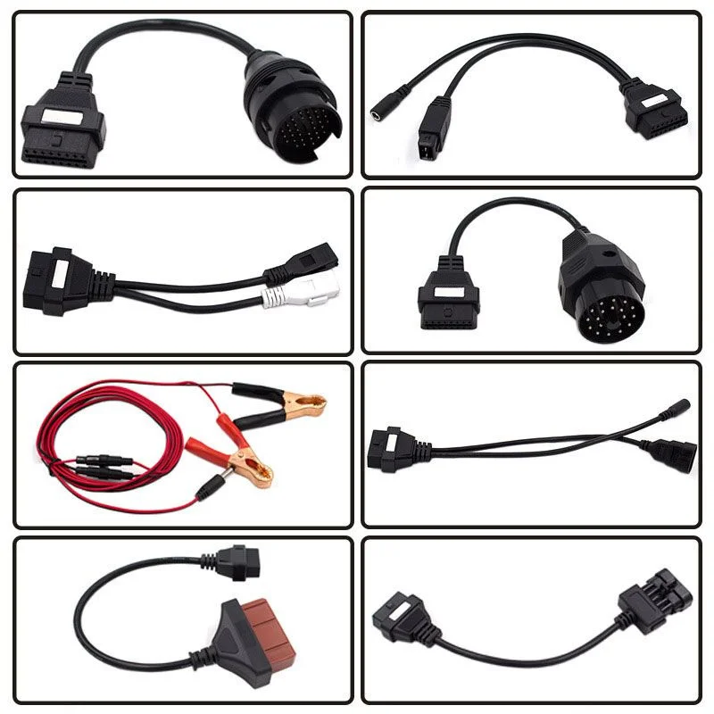 A+++ Quality OBD2 Converter Cable Full Set 8 PCS Car/Truck Cables For TCS PRO Diagnostic Reader Interface Connector