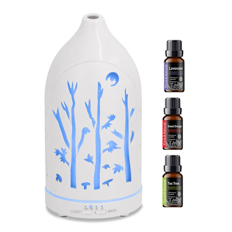 

7-цветный светодиодный диффузор для ароматерапии с 3 эфирными маслами, автоматическим отключением и бесшумной работой — идеально подходит для снятия стресса, Be