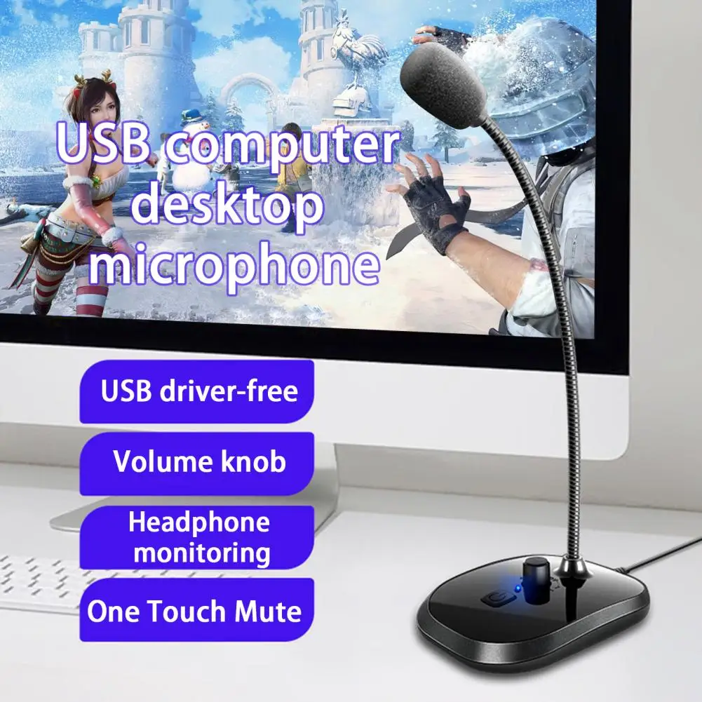 

USB Microphone Universal Omnidirectional Pickup Indicator Light Podcasting Streaming USB Mic for Home