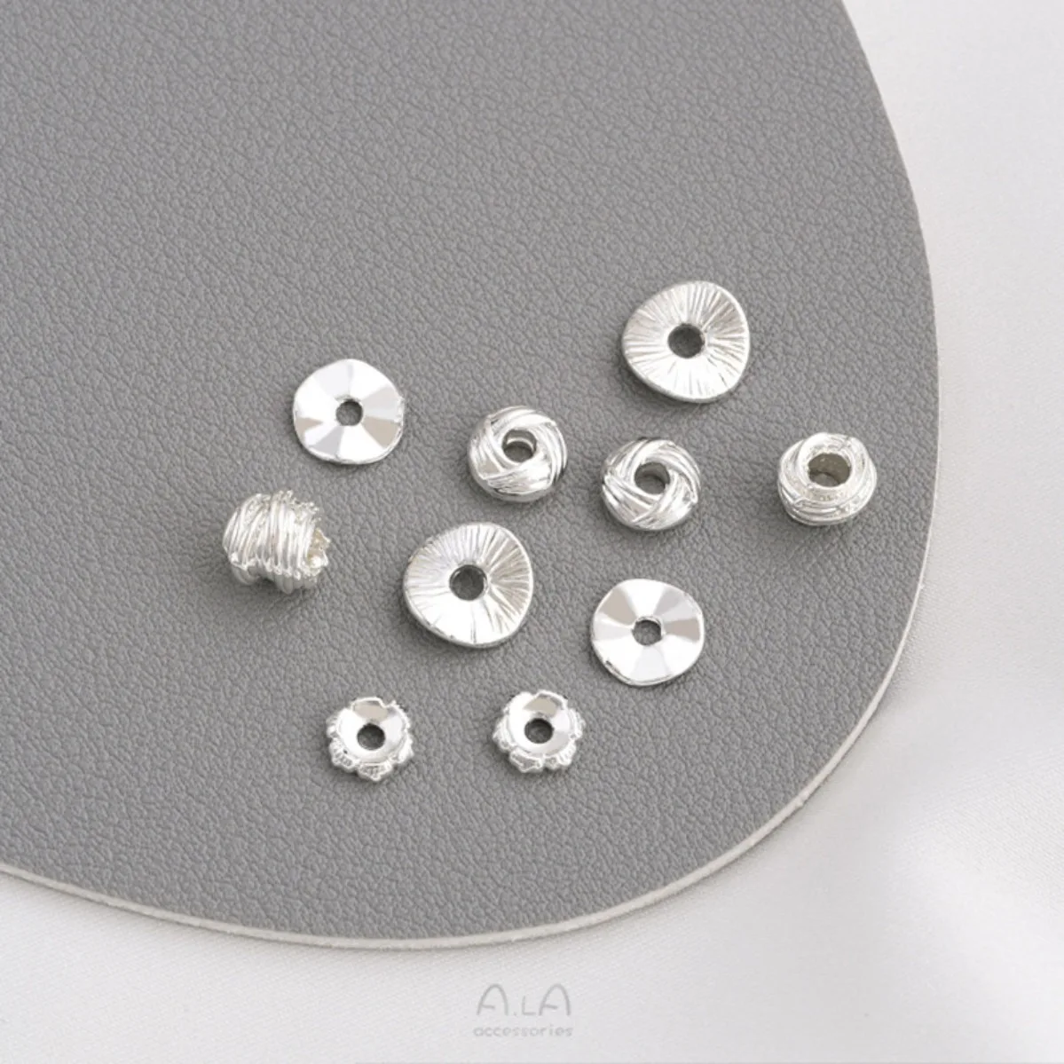 Brass Thick Silver Plated Lotus Pom-pom Spacer Beads Lotus Leaf Wavy Spacer Discs DIY Bracelet Necklace Jewelry Findings