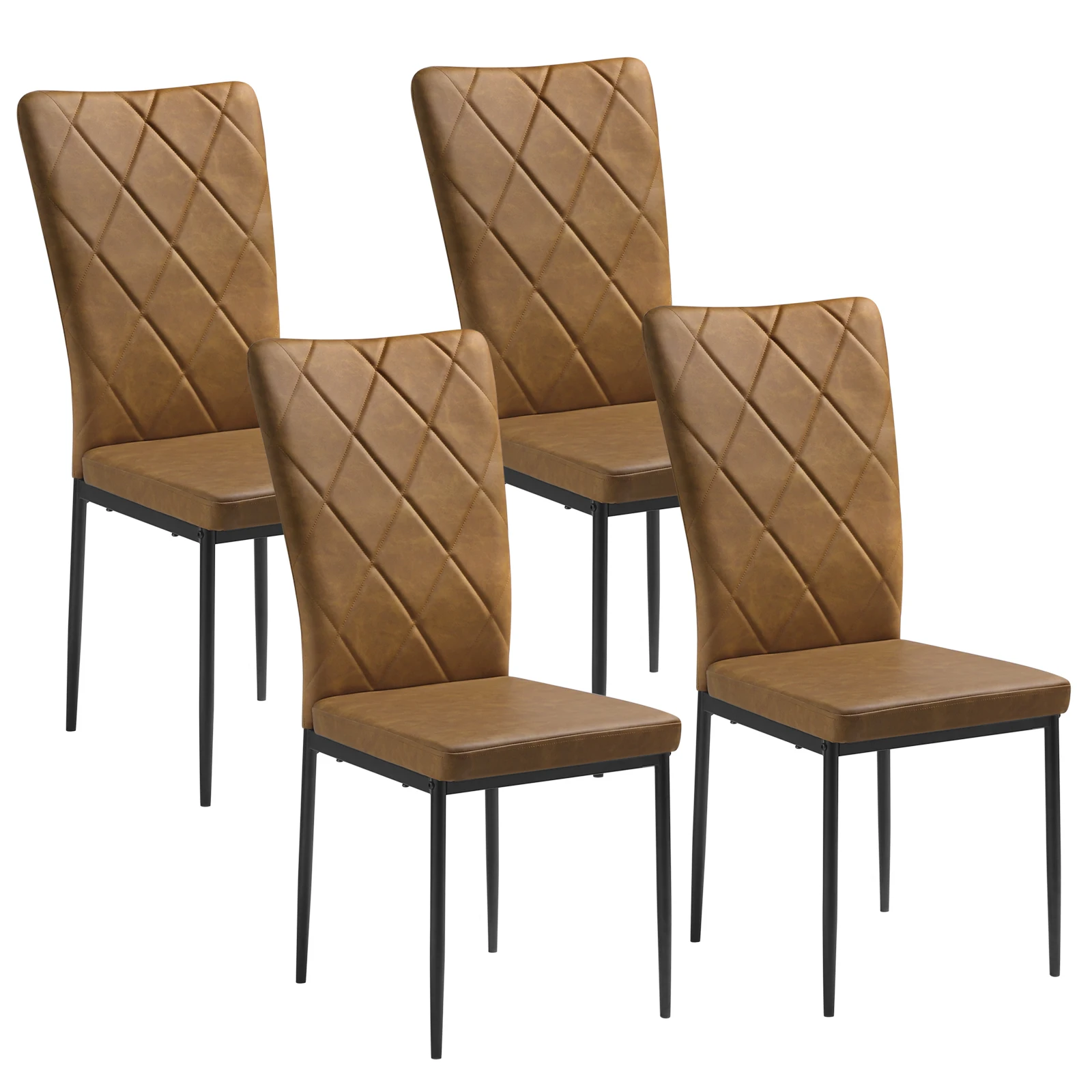4 STKS/SET Keukenstoelen Eetkamerstoelen met Hoge Rugleuning Gestoffeerde Stoel Metalen Poten voor Eetkamer Bruiloft Keuken