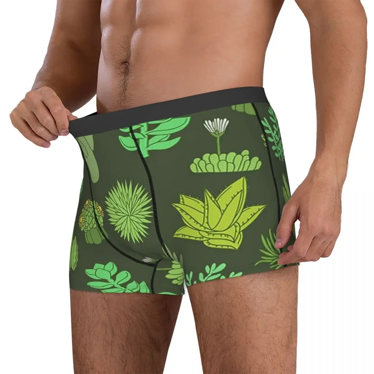 Cuecas Boxer suculentas e cactus, calções Boxer Calcinha amante de planta de cactos para homens, roupa interior macia, presentes de namorado