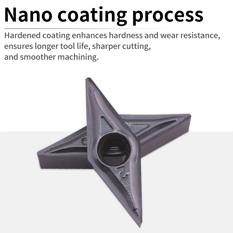 VOKET pisau bubut berbentuk berlian dengan mata pisau bulat luar VBGT110302/04-1L/MF untuk baja tahan karat, sisipan pisau tajam