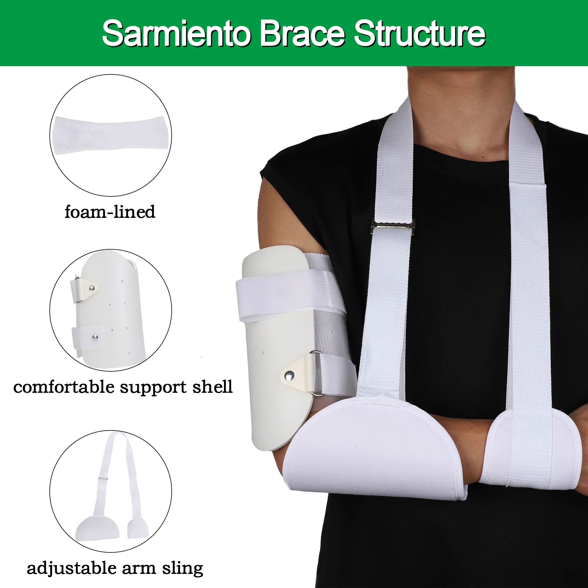 Arm Sarmiento Humeral Shaft Fracture Brace, Humeral Splint Arm Orthosis Fracture Splint with Arm Sling Support for Men and Women